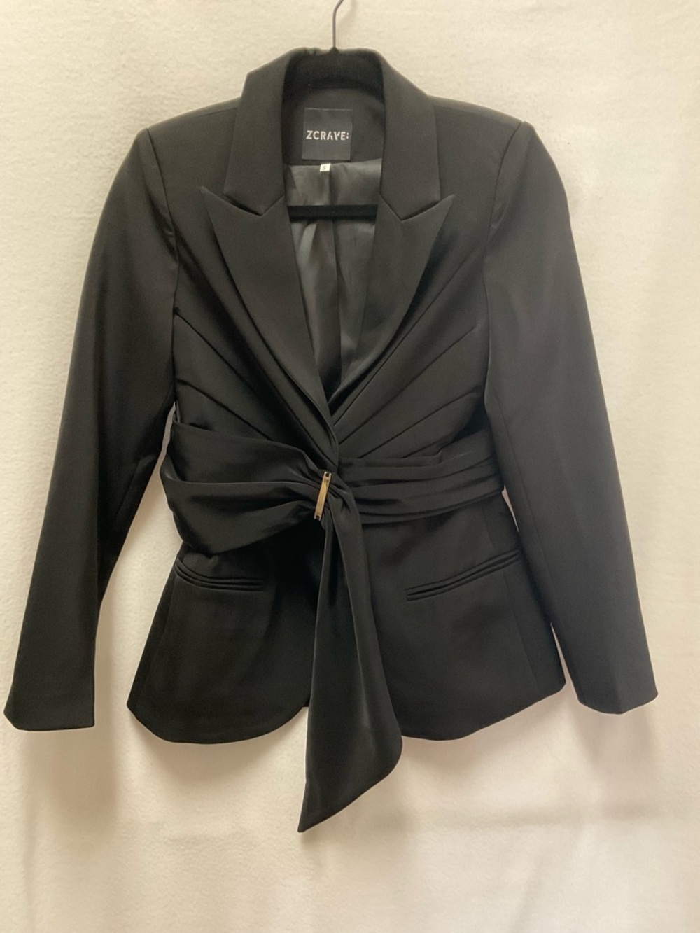 ZCRAVE Black Wrap-Front Blazer Jacket